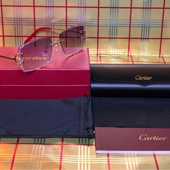 Cartier Big C Rimless Unisex Sunglasses - Picture 2 of 9